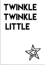 DesignClaud Twinkle Twinkle Little Star - Kerst Poster - Tekst poster - Zwart Wit poster A4 + Fotolijst zwart