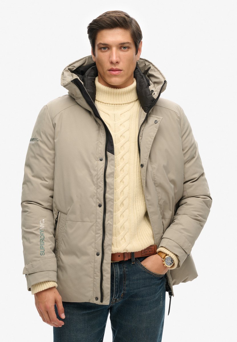 Superdry City Padded Hooded Wind Parka Heren Jas Light Creme