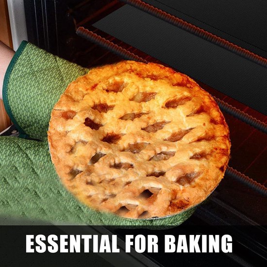 WUFANC siliconen ovenhandschoen, ovenhandschoen met drie lagen katoen, is bestand tegen hoge temperaturen, flexibel en comfortabel, geschikt om te bakken (Rood, L