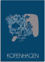 DesignClaud Kopenhagen Plattegrond poster Blauw A4 + Fotolijst zwart