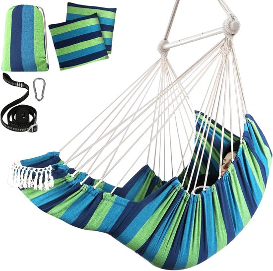 Harbor huishouden Braziliaanse tuin hangmat met spreader bar - katoen - Neutral met draagtas