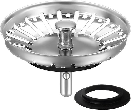 Ainiv Spoelzeefje, 2 stuks, 80 mm, wastafelstop, anti-klompzeef, afvoerfilter, afvoerplug met mand voor wastafel, keuken, blanco spoelbakken, zeefkorfventiel