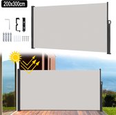 UISEBRT Zijluifel, uittrekbaar, 140 x 300 cm, balkon, inkijkbescherming, luifel, wandluifel, zonwering, windscherm voor terras, balkon, tuin, antraciet