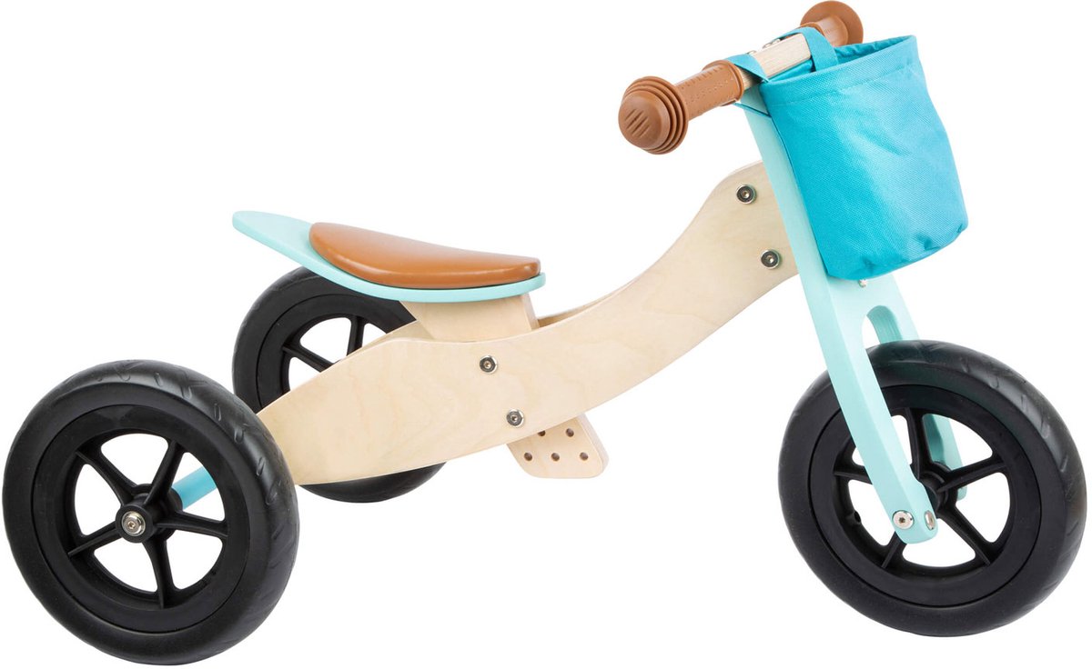 Houten loopfiets - Small foot - Trainingsfiets 2-in-1 Maxi Turquoise - Houten speelgoed 1 jaar