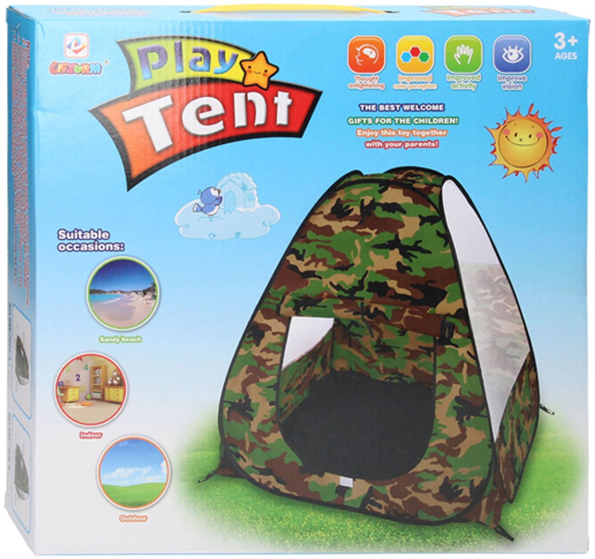 Campingtent voor kinderen, 19-delig, kampeerspeelgoedset