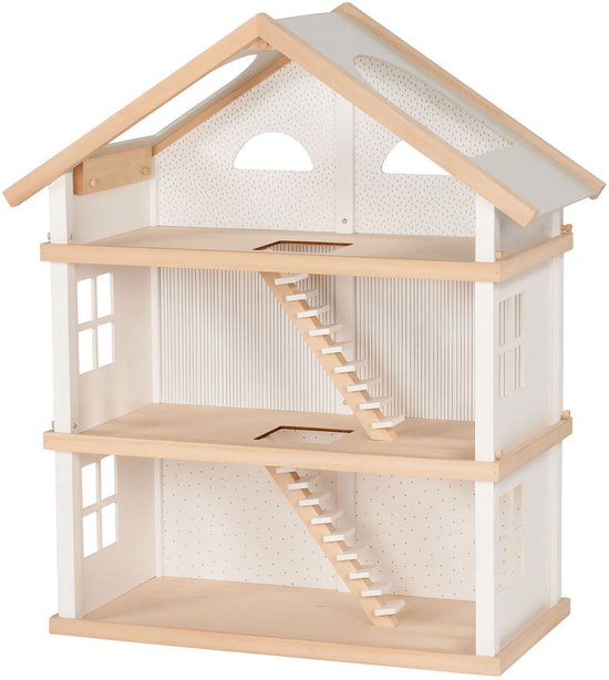 Goki Houten Poppenhuis Modern Living met 3 Verdiepingen