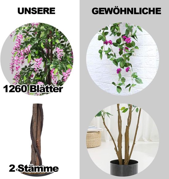 Costway Kunstboom Met Bloemen, 120 Cm, Kunstplant In Pot Rozenboom Met Witte Rozen En Natuurlijke Stam Kunstbloem Voor Thuis Kantoor Kamerplant Decoratieve Plant 1183534730