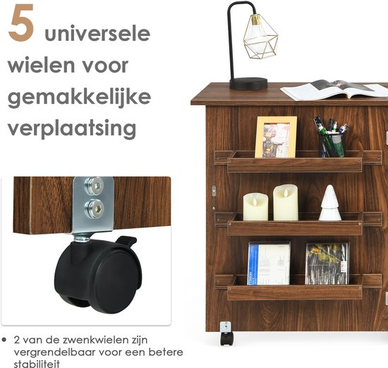 COSTWAY 2-in-1 naaikast en bureau inklapbaar, naaitafel