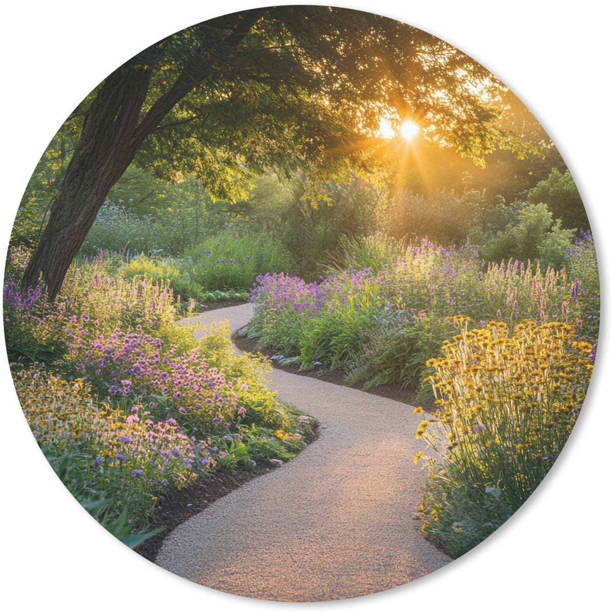 Muismat rond 20x20 cm - Mousepad Pad - Bloemen - Park - Ronde muismatten