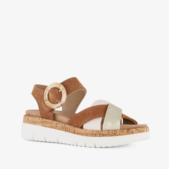 Hush Puppies leren dames sandalen bruin - Uitneembare zool