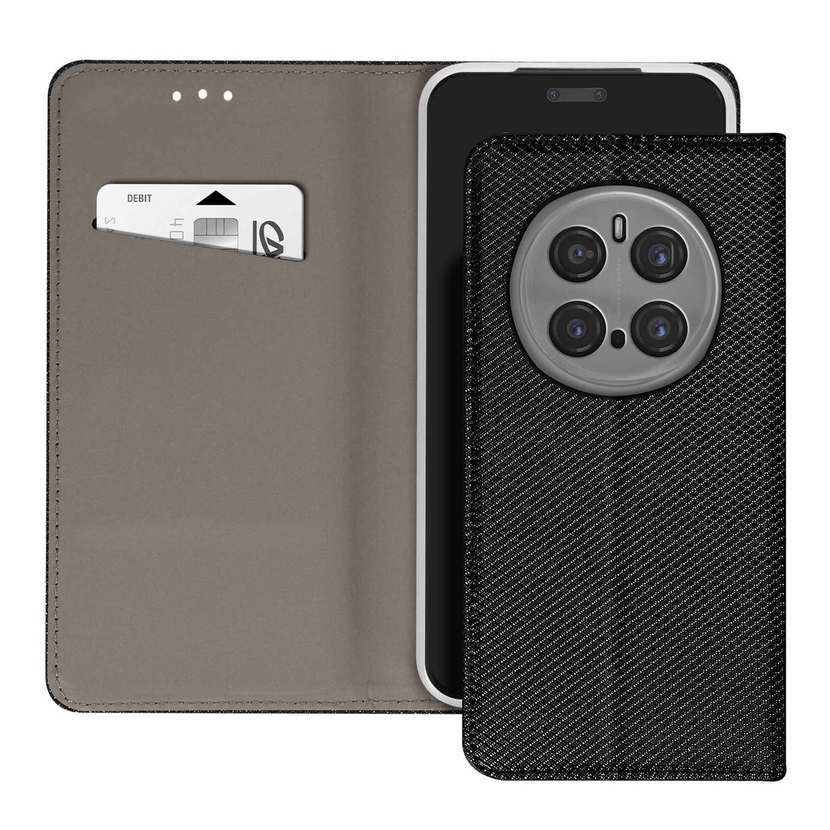 Avizar Geschikt voor Honor Magic 7 Pro Clamshell Magnetisch KaartZaak, Zwart