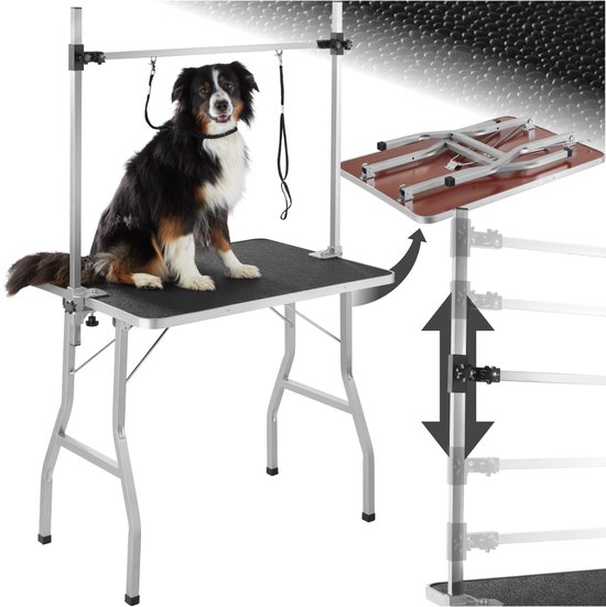 tectake® - Trimtafel met twee lussen - Trimtafel voor honden/katten - Opvouwbaar, met krasbestendig rubberen oppervlak