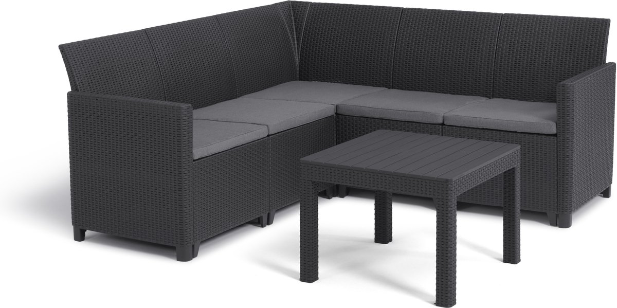 Keter Marie Hoek Loungeset met Orlando Tafel - 5 personen - Antraciet