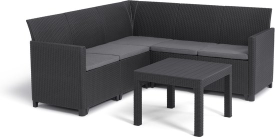 Keter Marie Hoek Loungeset met Orlando Tafel - 5 personen - Antraciet