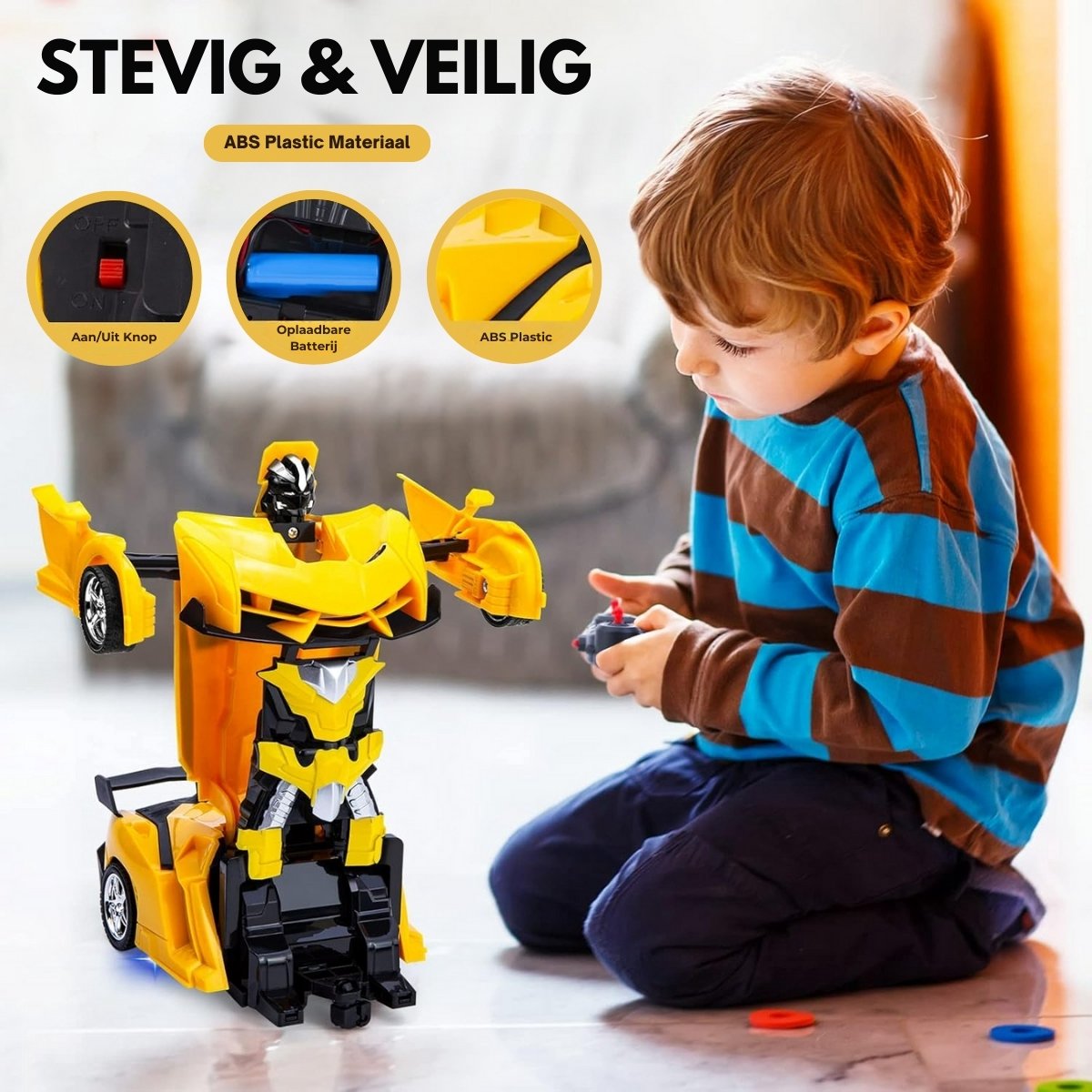 Boncy® Bestuurbare RC Auto - Transformerende Lambo Geel - Jongens Meisje Volwassenen - Robot Speelgoed Binnen & Buiten - Afstandbestuurbaar Race Drift Car - Afstandsbestuurbaar Raceauto Accu Stuntauto - Bestuurbaar Elektrisch Autos Afstandsbediening — afbeelding 5