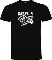 Zwart T-Shirt met Kleurrijke print “ Darts Beer Dartpijlen – Darten Bier en Dartpijlen “ Print Full Color Maat 2XL