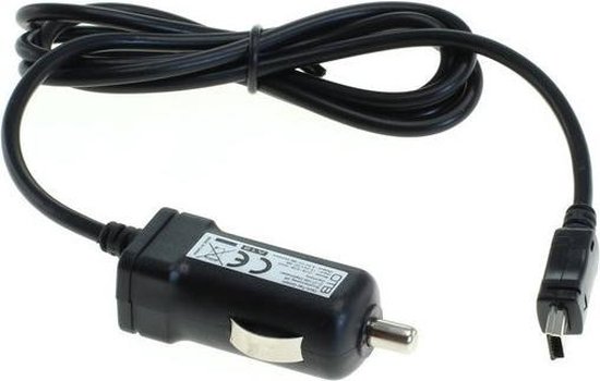 USB Mini B autolader met vaste kabel - 2,4A / zwart - 1,1 meter