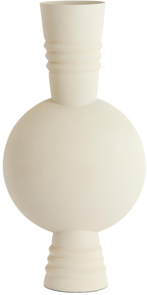 Light & Living Vaas Kavansi - Mat crème - 21x21x60cm - Metaal - Modern - Bloemenvaas - Woondecoratie - Decoratieve vaas voor woonkamer of slaapkamer Wit