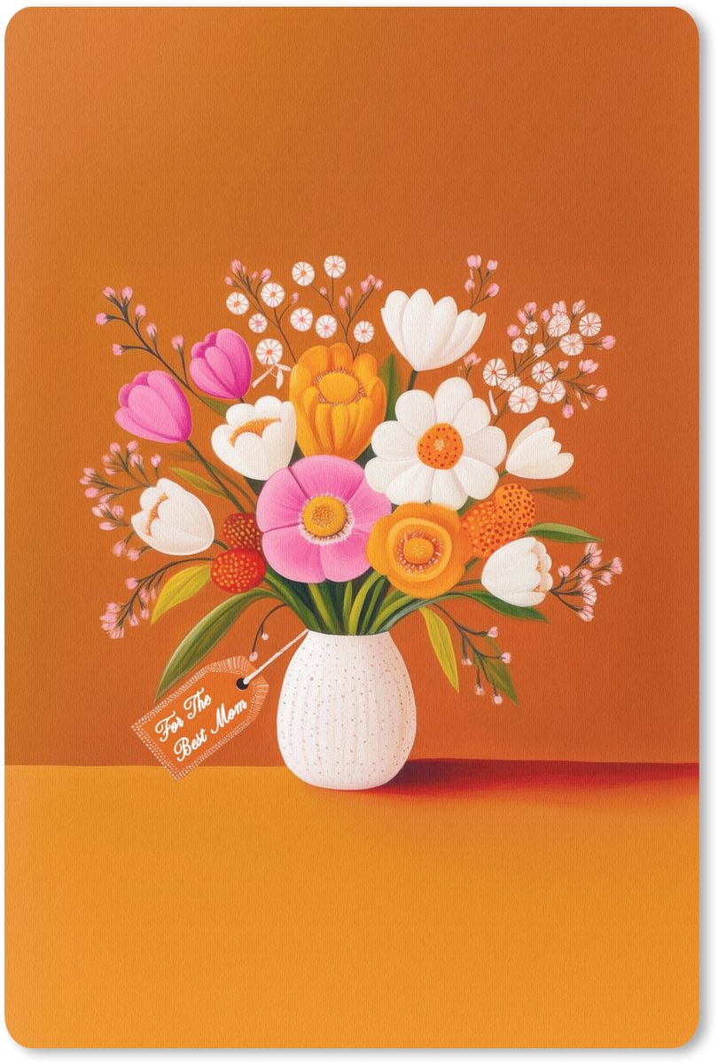 Muismat 18x27 cm - Mousepad Vaas - Bloemen - Oranje - Muismatten