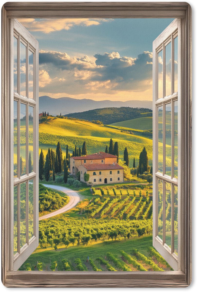 Muismat 18x27 cm - Mousepad Doorkijk - Toscane - Uitzicht - Landschap - Zomer - Muismatten