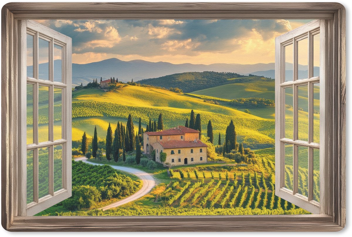 Muismat 27x18 cm - Mousepad Doorkijk - Toscane - Uitzicht - Landschap - Zomer - Muismatten