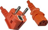DINIC C13 (recht) - CEE 7/7 (haaks) stroomkabel - 3x 0,75mm / oranje - 1,8 meter