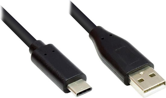 USB-C naar USB-A kabel - USB2.0 - tot 2A / zwart - 5 meter