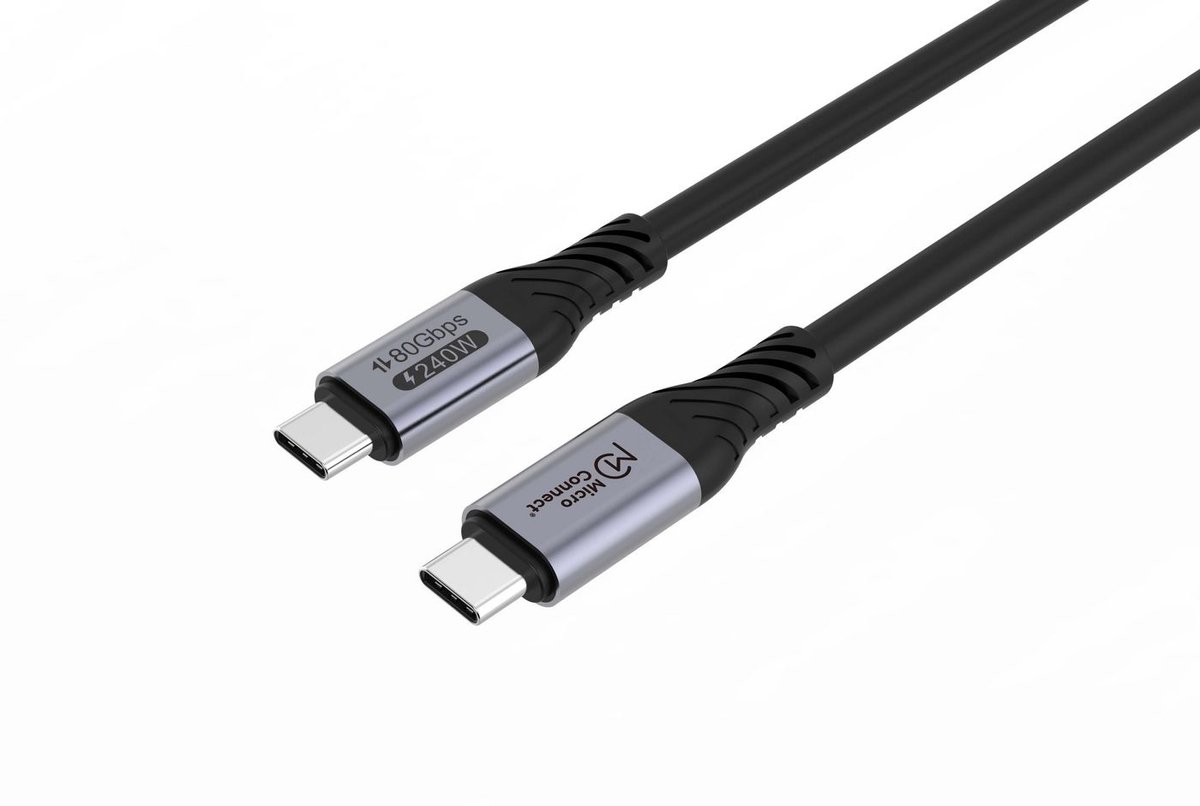 Microconnect USB4CC05-240W-80GBPS USB-kabel USB4 Gen 3x2 0,5 m USB C Zwart