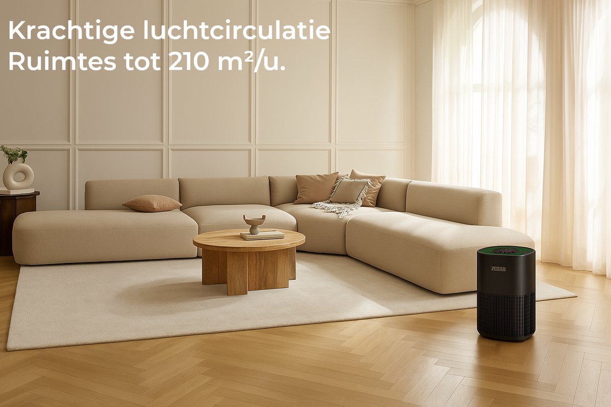 Luchtreiniger / Air Purifier met APP en HEPA 13 filter + koolstoffilter - Werkt tegen huisstofmijt, hooikoorts, allergie, stof, - 210 m³/u - Zedar L600 — afbeelding 5