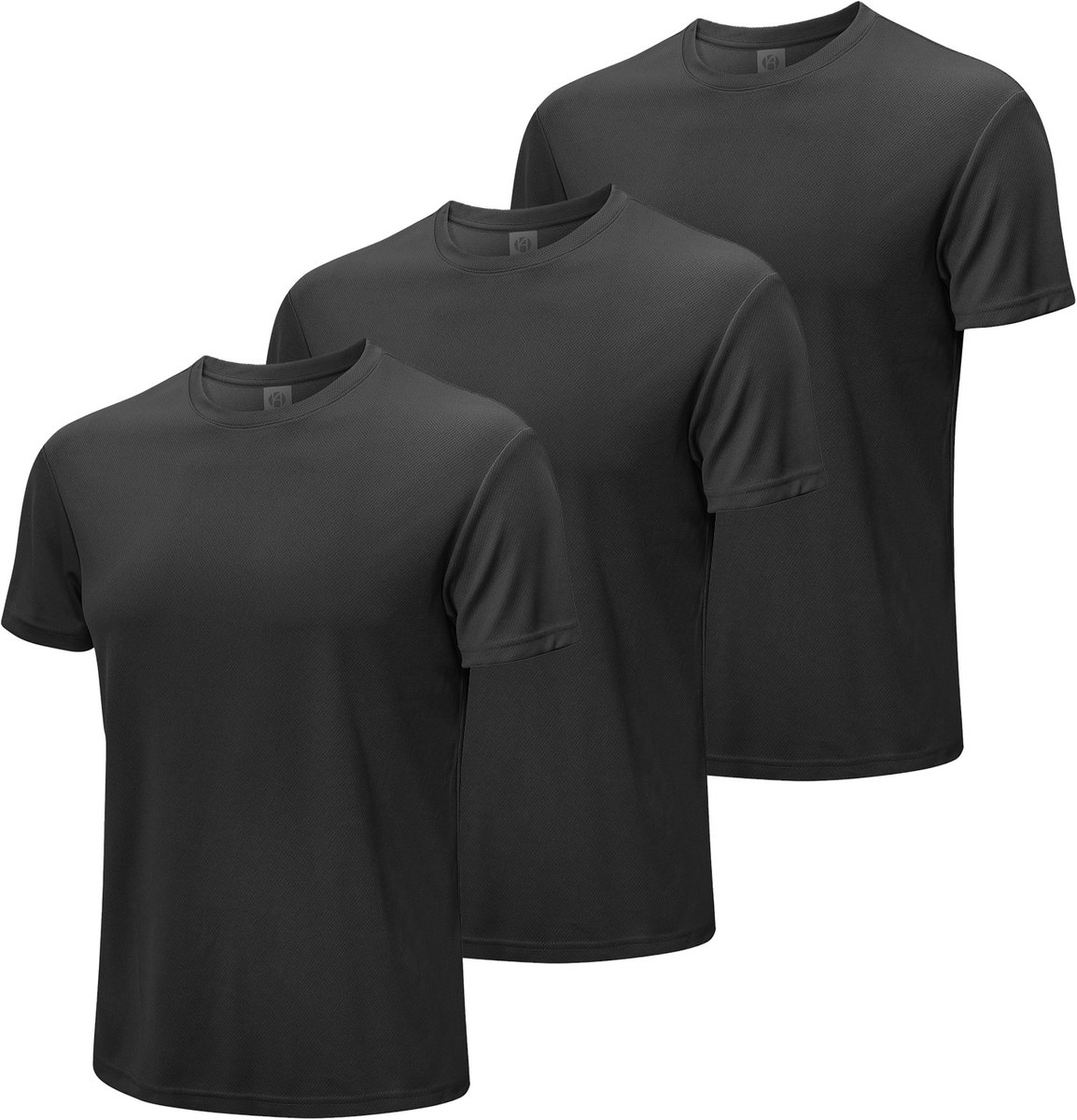MEETYOO 3 Artikelen Mannen Sportshirt - Sportkleding voor Heren - Hardloop Shirt Hardloopshirt Korte Mouwen Short Sleeve Tee Heren Sportshirt-Zwart-XL