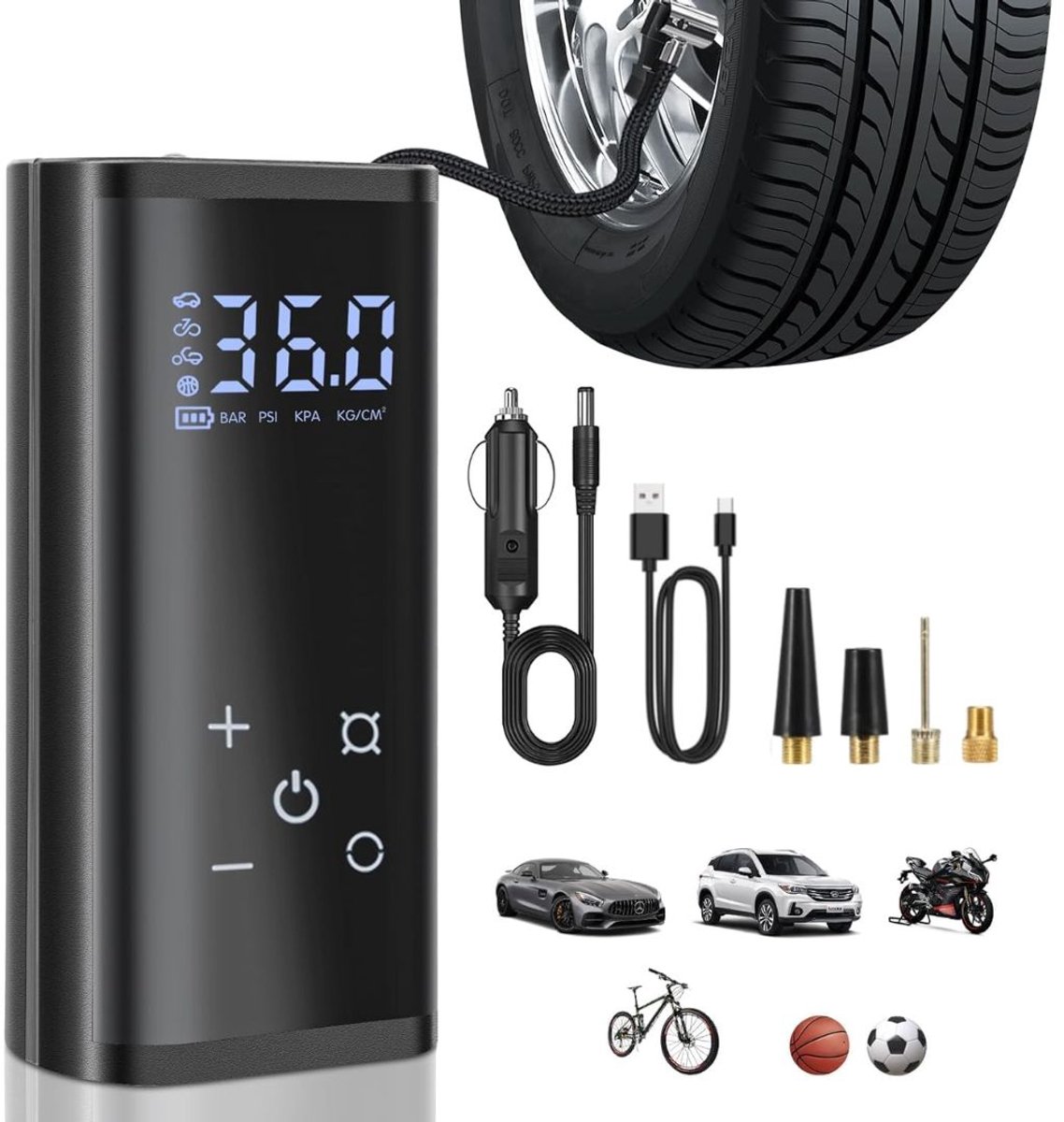 CRLYN® Elektrische Fietspomp - Luchtcompressor - Bandenpomp Auto