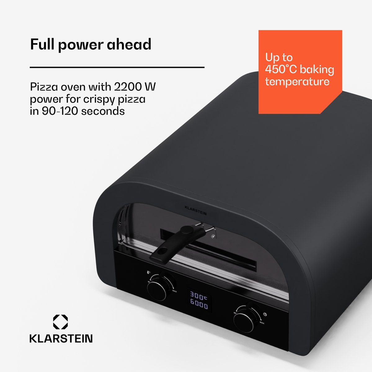 Klarstein Pizzaoven FornoVetro voor binnen en buiten 2200W 500° digitaal display cool touch - voor Terras voor pizza - voor Keuken - glas - Pizzaoven Houtskool Steenoven