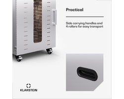 Klarstein Krachtige hetelucht food dehydrator met veel ruimte - het gezonde & veilige keukenapparaat - makkelijk te gebruiken & makkelijk schoon te maken als broodrooster & keukenmachine
