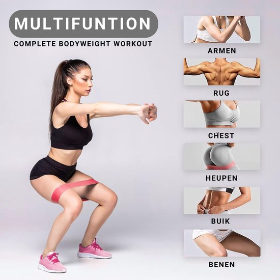 Treadlife Fitness Booty Bandes – résistance moyenne – Tubes d'exercice avec la cheville poignets