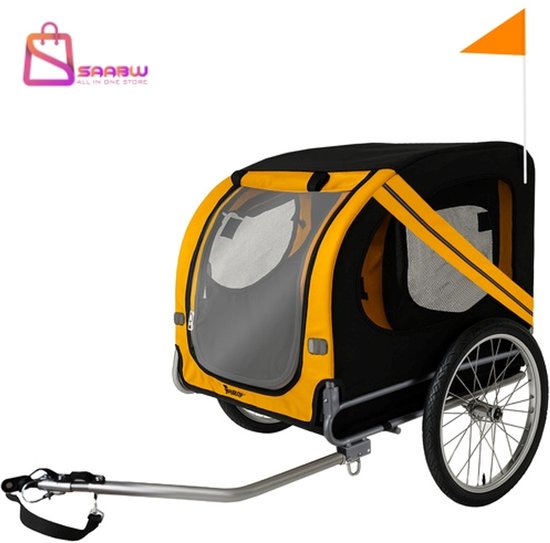 fietskar hond - Grote Dierentrailer tot 40kg met Luchtbanden, Gordel & Reflectoren fietskar - aanhangwagen - fietskrat Zwart - 13655 van Merkloos — afbeelding 4