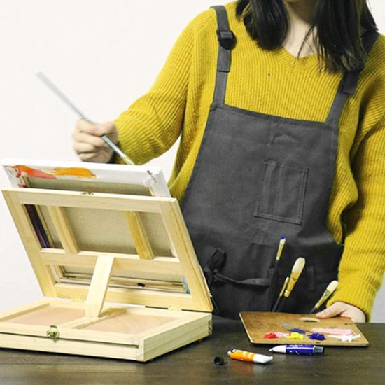 Verstelbare Schort, Workshop Tool Schort Met Kruisbanden En Gereedschapstassen Canvas Werkschort Kunstenaar Schort Voor Mannen Vrouwen Zoals Afgebeeld