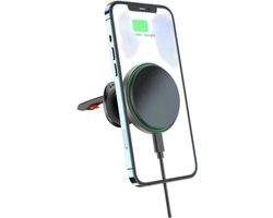 Telefoonhouder Auto met Qi Draadloze Oplader - 15W Autolader - Snellader - Ventilatierooster - Dashboard - Autohouder Geschikt voor MagSafe - Telefoonhouders Auto Ventilatie