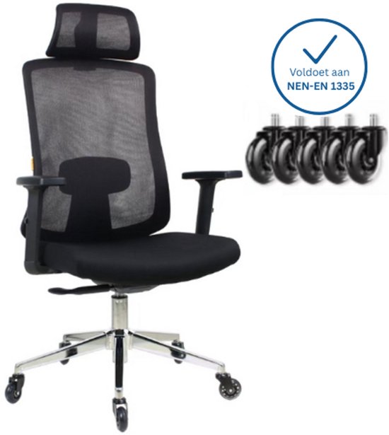 Ergonomische Bureaustoel met Hoofdsteun - Bureaustoelen voor Volwassenen - Office Chair - Game Gaming Stoel - Kantoorstoel - Volledig Verstelbaar - Incl. Anti kras wielen geschikt voor harde & zachte vloeren