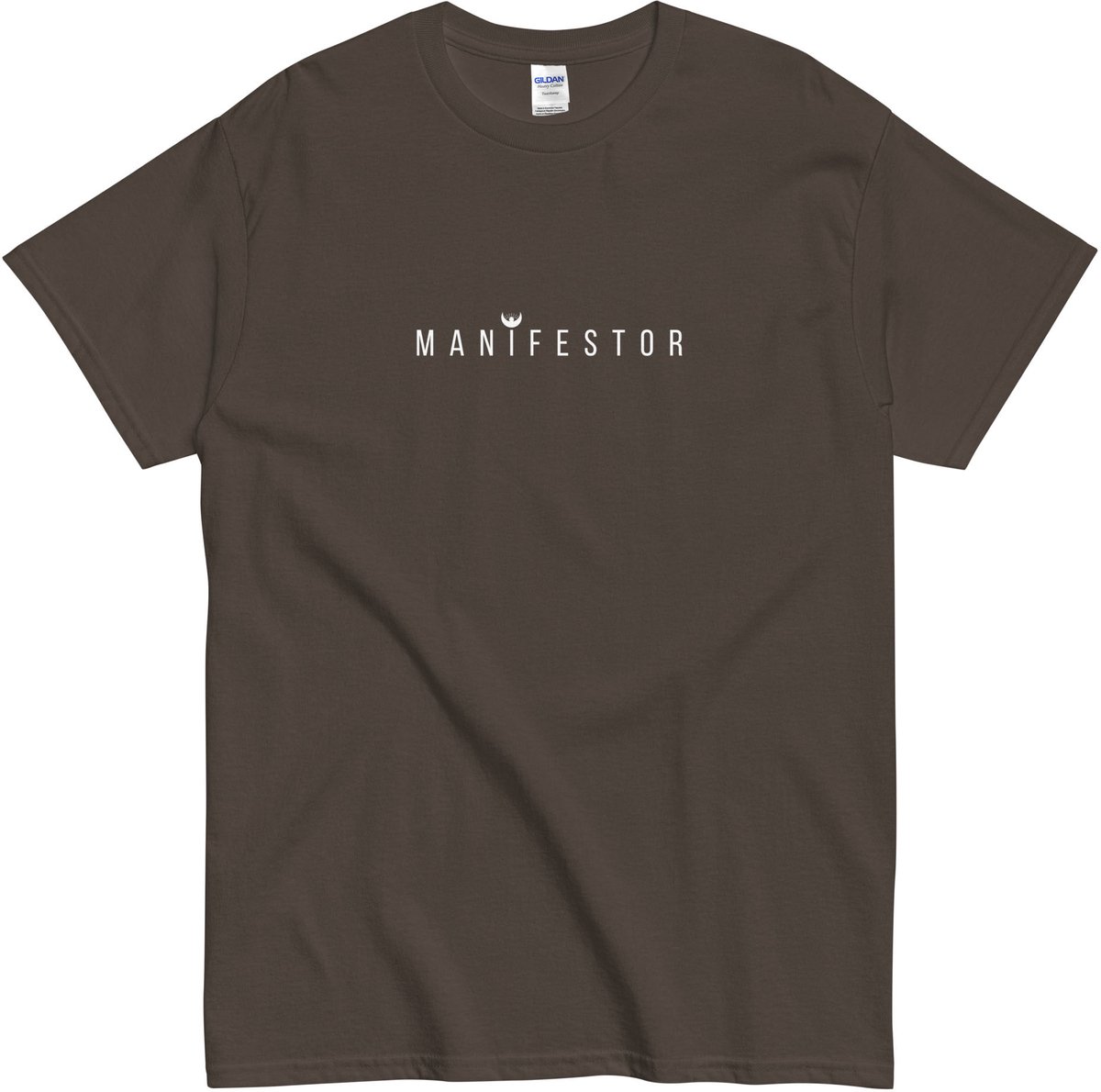 Dames Heren T Shirt met Manifestor Tekst en "Derde Oog" illustratie - Spiritueel Design - Bruin - S