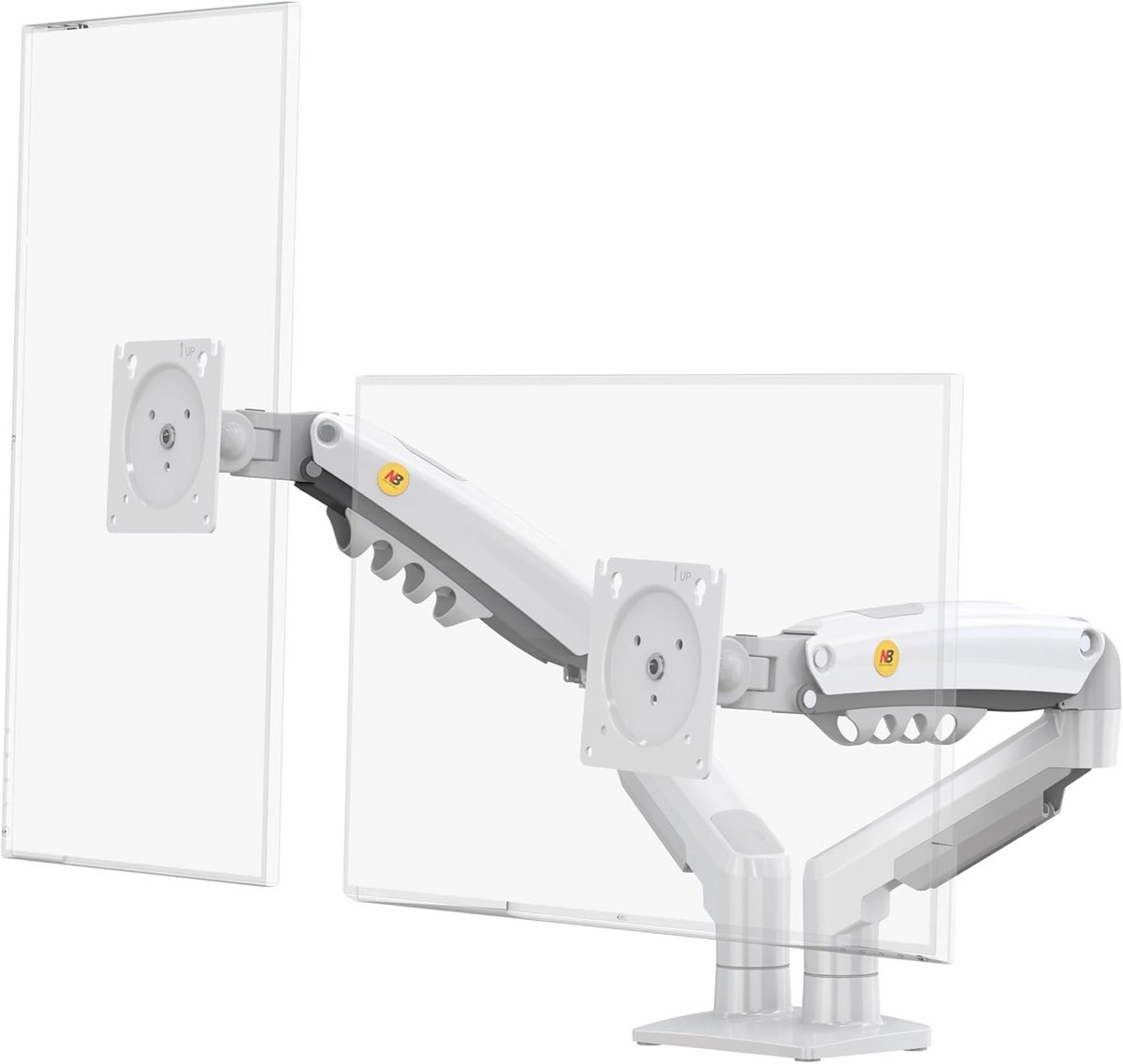 Dubbele Monitorarm met Gasveer voor 17-27 inch Monitoren - Full-motion, Ergonomisch, VESA 75/100 mm