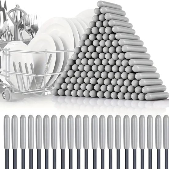 17 Parts 100 stuks Siliconen Beschermhoezen voor Vaatwasser Rek – Grijs – Antiroest Einddopjes – Herstel van Beschadigde Rekpinnen – Hittebestendig – Duurzaam – 2,5 cm – Ø 0,3 cm – Universeel – Vaatwasser Accessoire