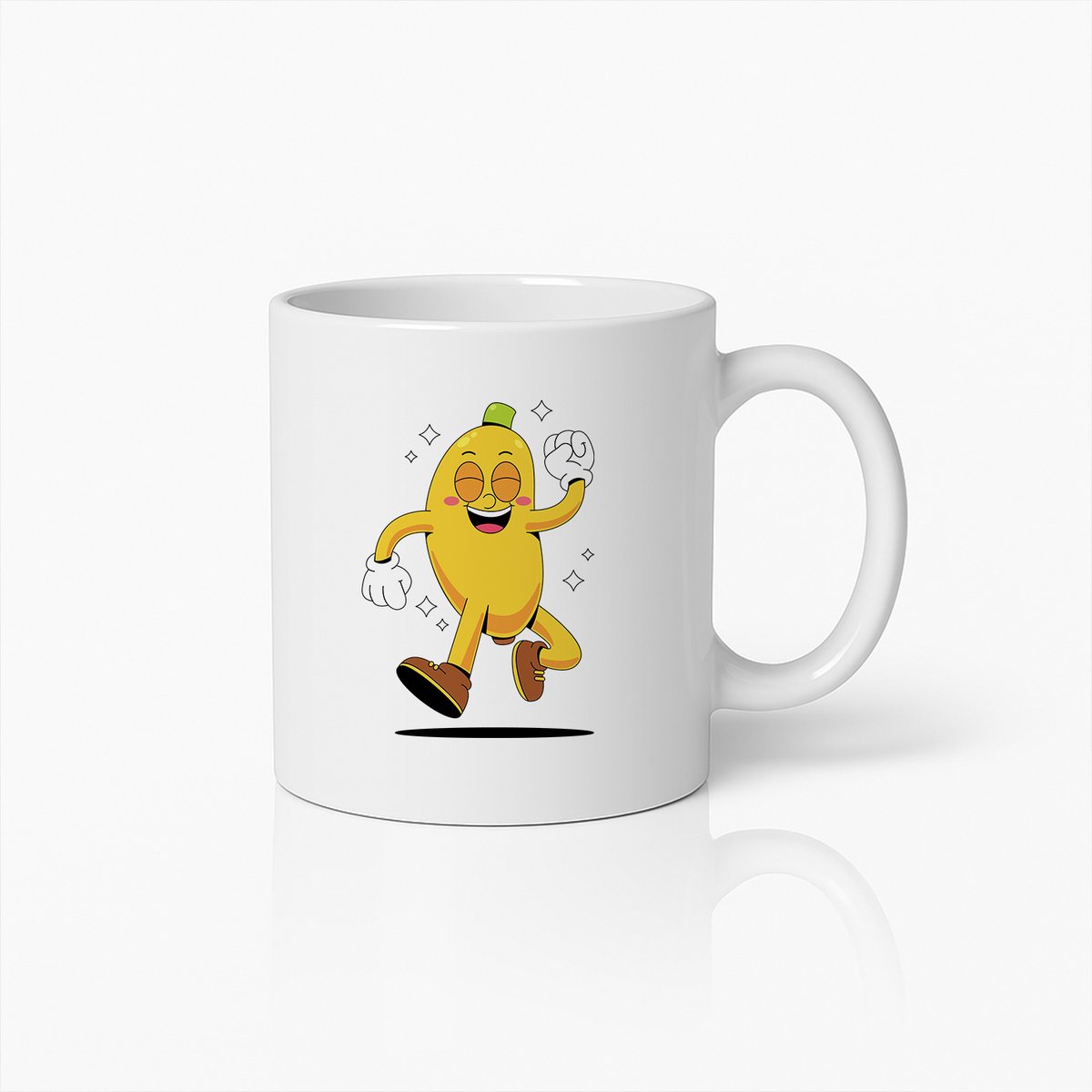 Grappige Dansende Citroen Cartoon Mok – Leuke Koffiebeker voor Thuis & Kantoor Cadeau