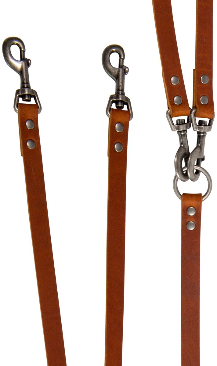 Animal Boulevard Ab30086 - Hals- En Leibanden - Hond - Ab Country Leather 2-honden Lijn Cognac-20mmx50cm - Maat: 20mmx50cm - 205324