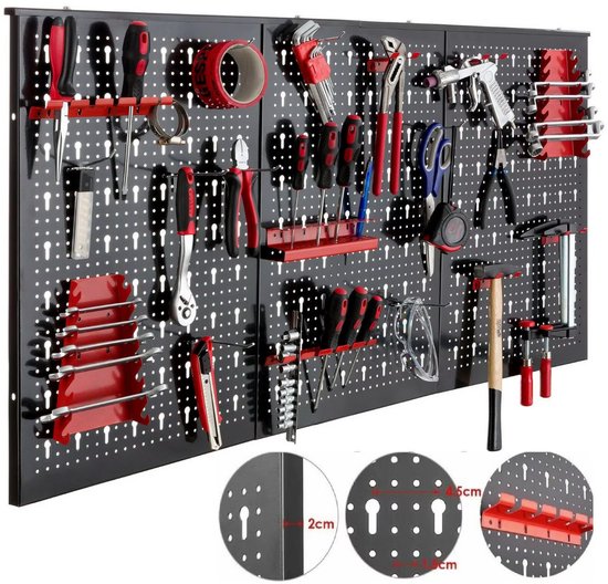 Gereedschapswand XL - Blauw - 120x60cm - Pegboard - Gereedschapsbord - Gereedschapwand - Gereedschap organizer - Gereedschapskast - Metalen muur organizer - Tool organizer