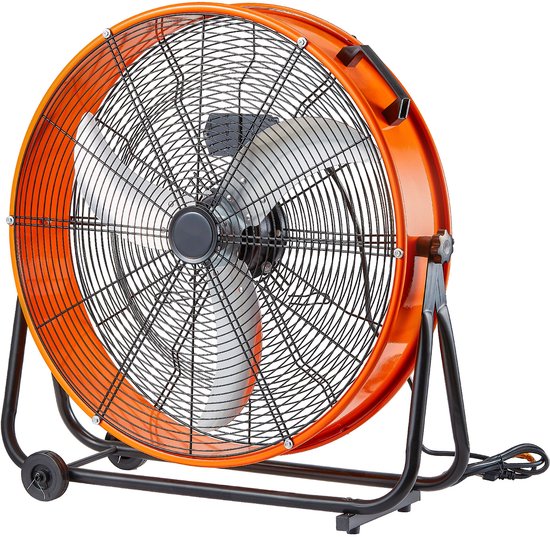 Industriële trommelventilator 24 inch, 3 snelheden, 8700 CFM, wielen, 360° rotatie, krachtige luchtstroom