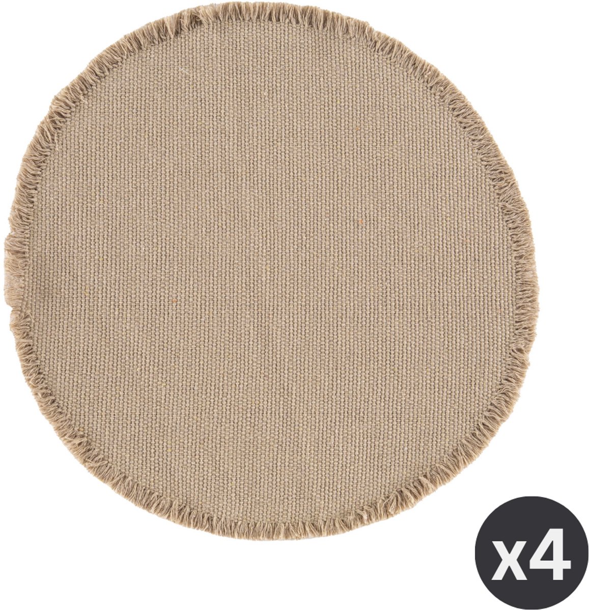 Tiseco - Placemat VERA - SET/4 - boho - stof - Dia 38 cm - Rond, zand