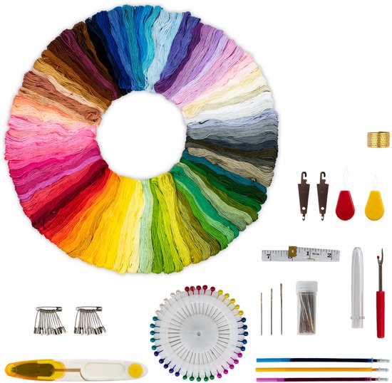 Saaf Borduurgaren - 100 Kleuren - Incl. Accessoires - Borduurpakket Volwassenen - Borduren - Hobby