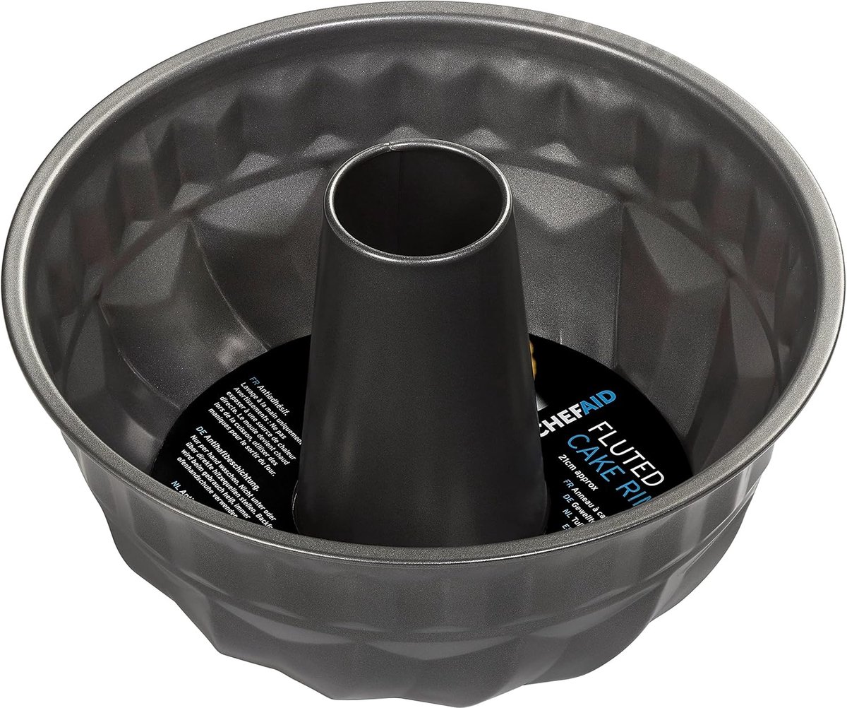 Chef Aid Bakvorm – 22,5 cm – Tulbandvorm – Anti-aanbak – Ronde Cakevorm – Voor Brood & Cake – Goldflon Coating – 10-12 Porties – Grijs