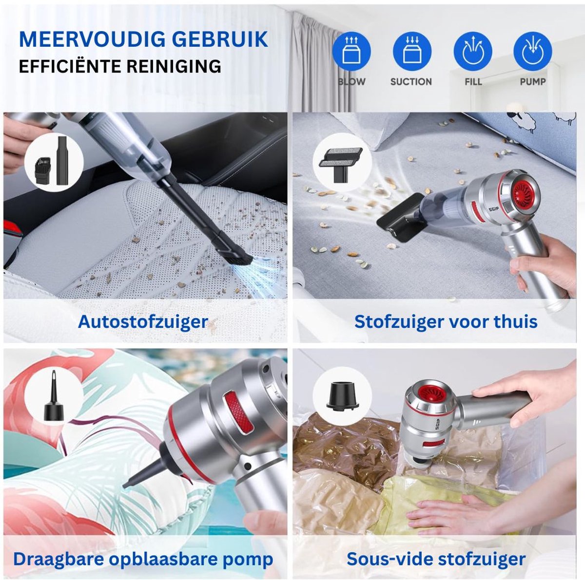 CLGP® Draadloze Kruimeldief Auto Stofzuiger - Zilver en Rood - afbeelding 3