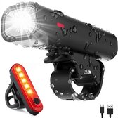Tikkens Fietsverlichting Set LED - Fietslampjes Voorlicht & Achterlicht - Fietslamp USB Oplaadbaar - MTB & Racefiets Verlichting - Waterdicht Fietslicht